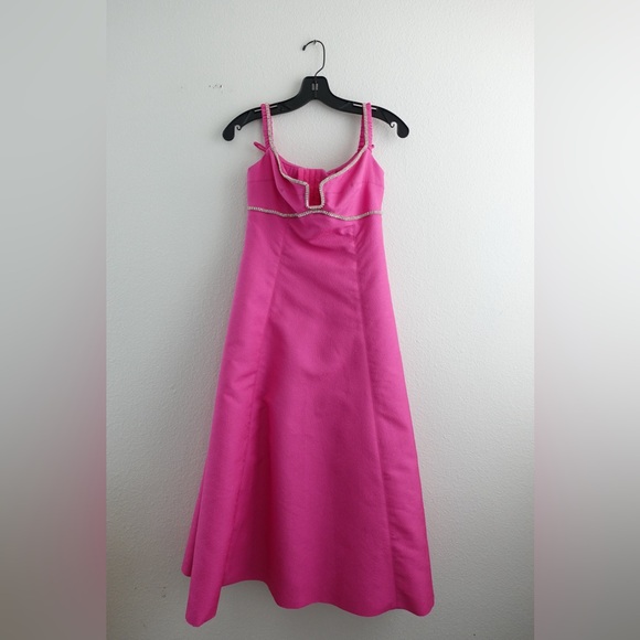 NWT Self-Portrait Pink Strapless A-line Off-Shoulder Flared Midi Dress Prom - Picture 15 of 15